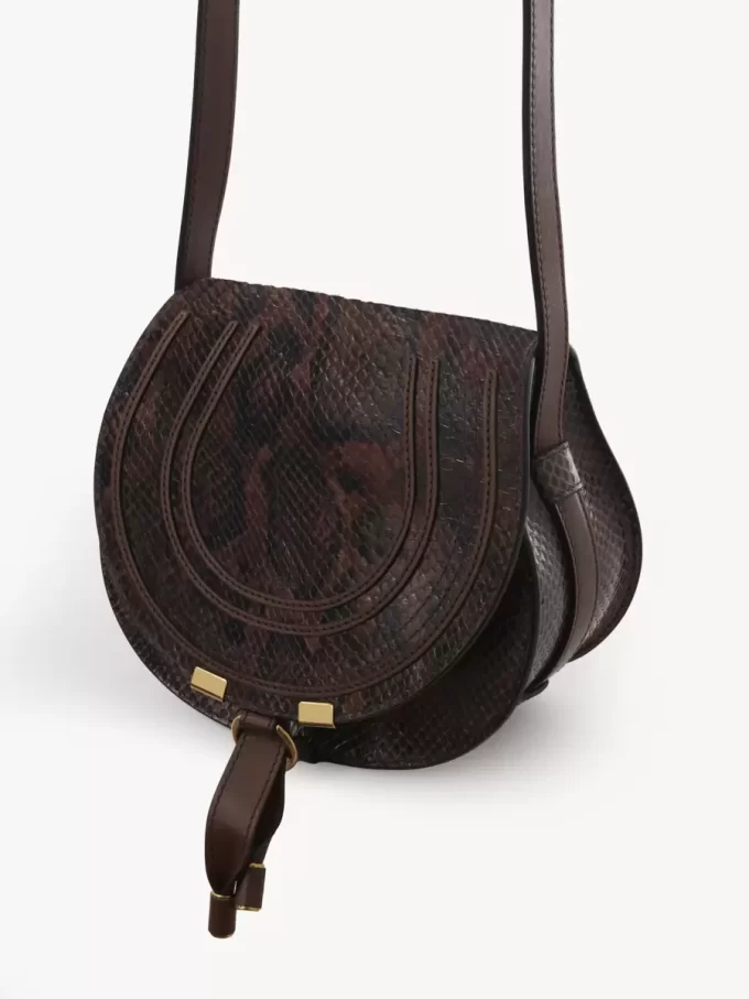 Small Marcie saddle bag in python-effect leather