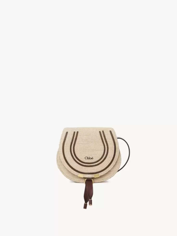 Small Marcie saddle bag in raffia-effect fibers