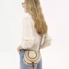 Small Marcie saddle bag in raffia-effect fibers