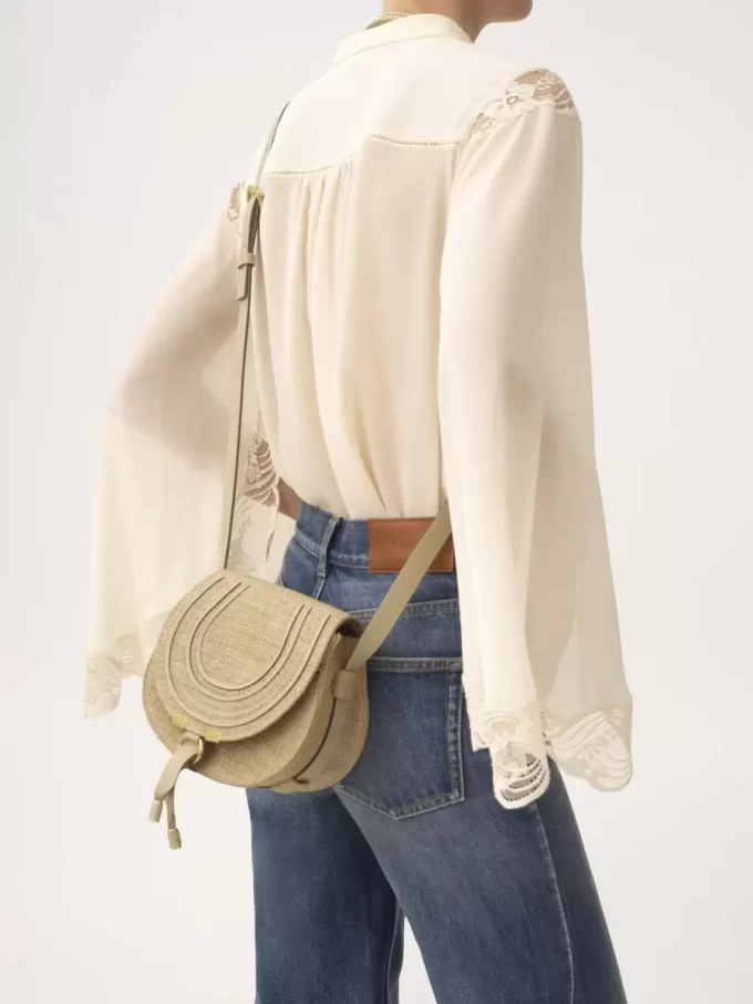 Small Marcie saddle bag in raffia-effect fibers Small Marcie saddle bag in raffia-effect fibers