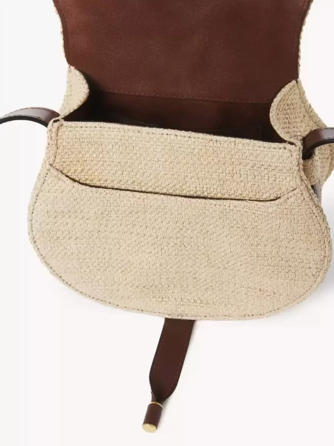 Small Marcie saddle bag in raffia-effect fibers