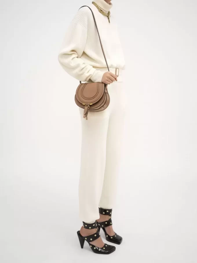 Small Marcie saddle bag in shiny leather