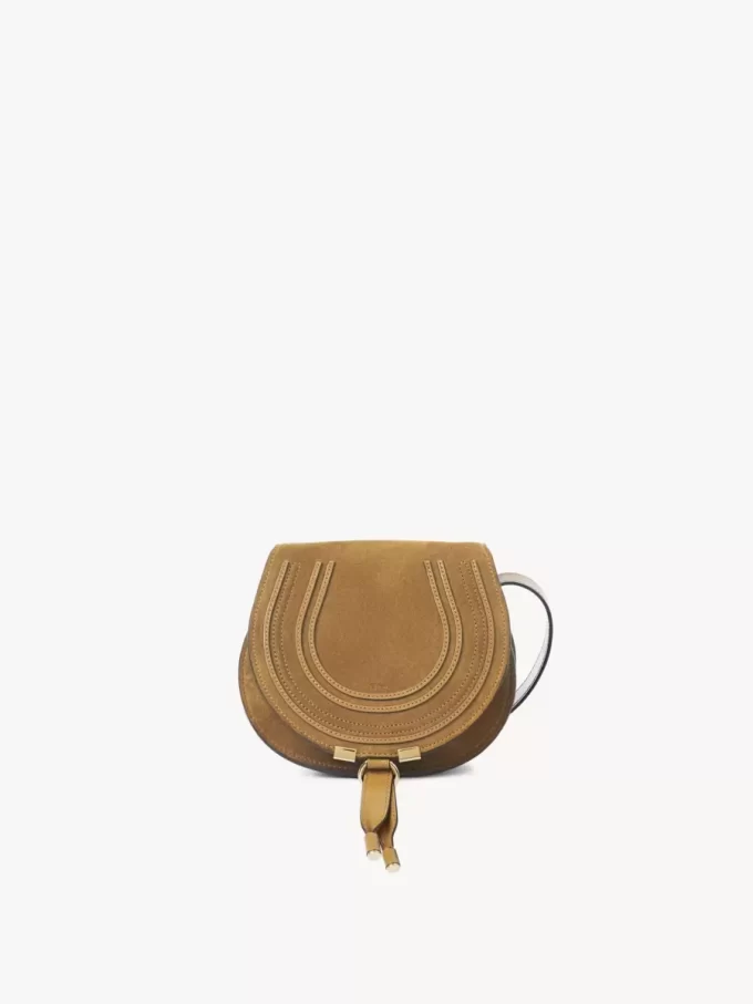 Small Marcie saddle bag in suede leather