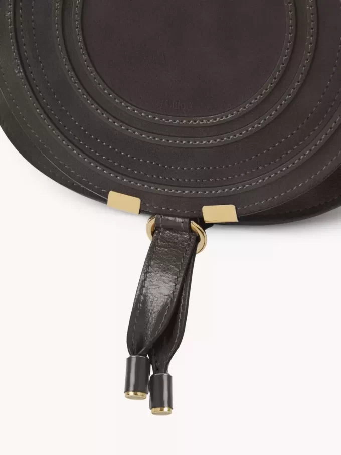 Small Marcie saddle bag in suede leather