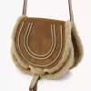 Small Marcie saddle bag in suede leather & shearling Small Marcie saddle bag in suede leather & shearling