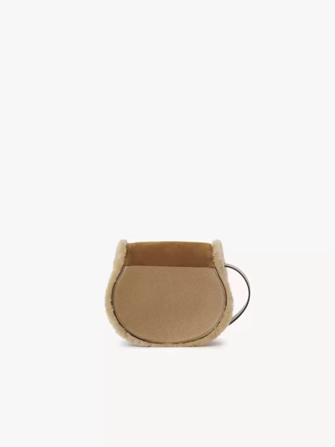 Small Marcie saddle bag in suede leather & shearling Small Marcie saddle bag in suede leather & shearling