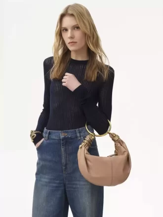 Small Snake Bracelet Hobo bag in grained leather