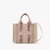 Small Woody tote bag in linen