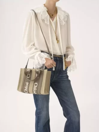 Small Woody tote bag in linen