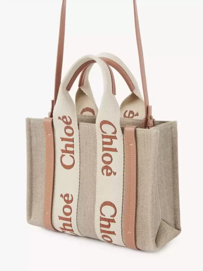 Small Woody tote bag in linen