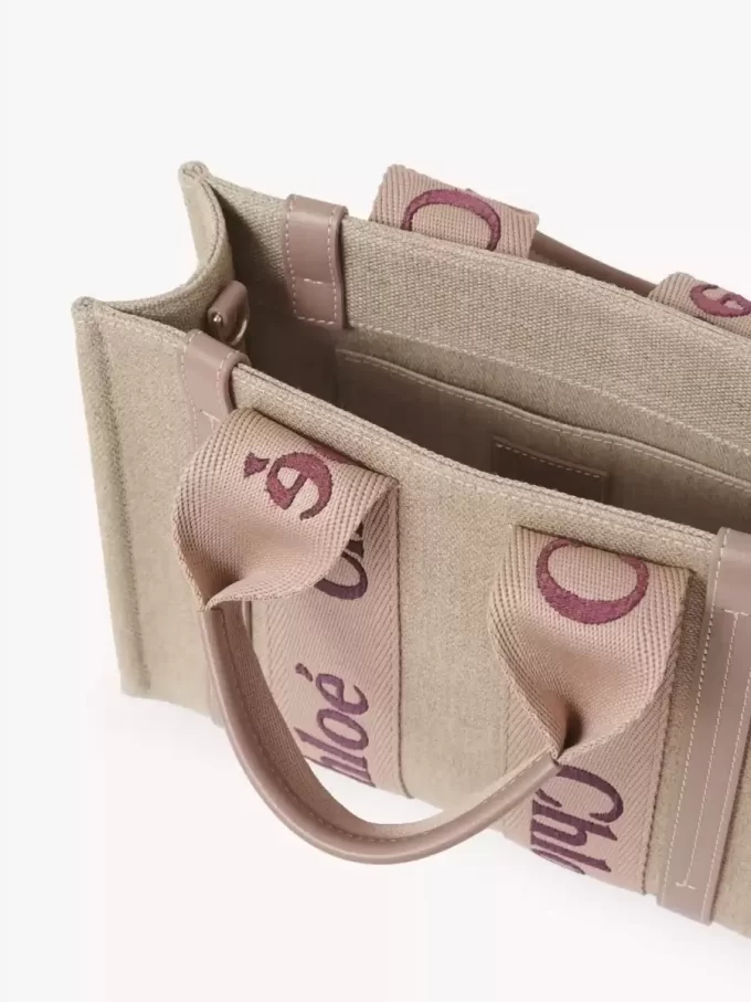 Small Woody tote bag in linen