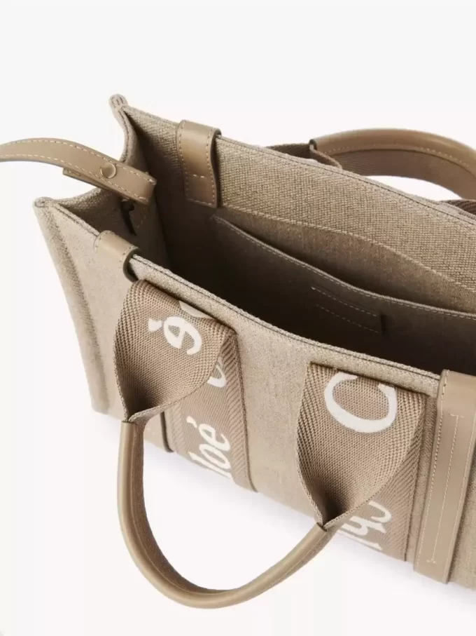 Small Woody tote bag in linen