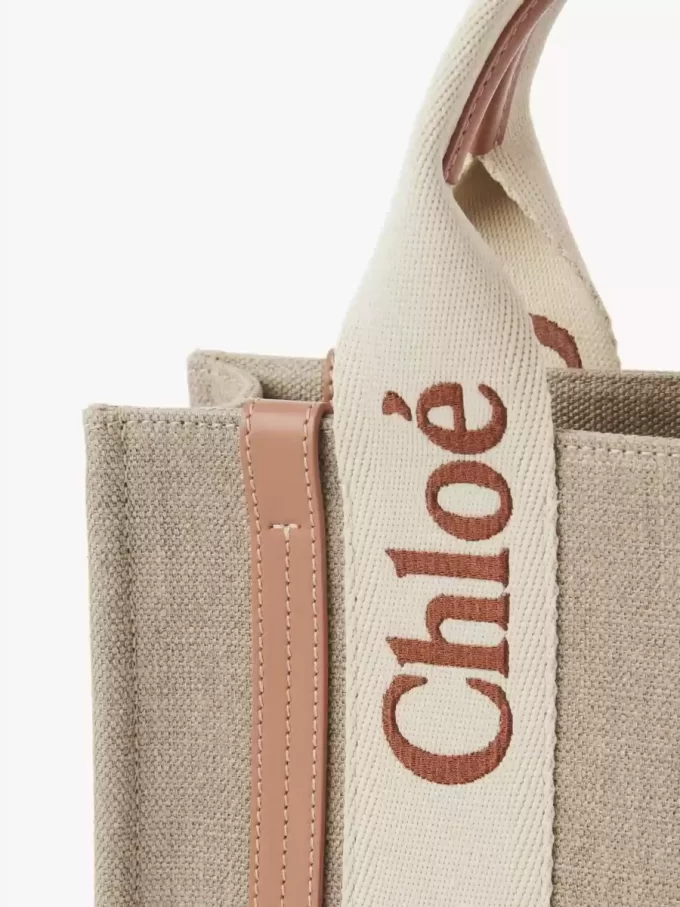 Small Woody tote bag in linen