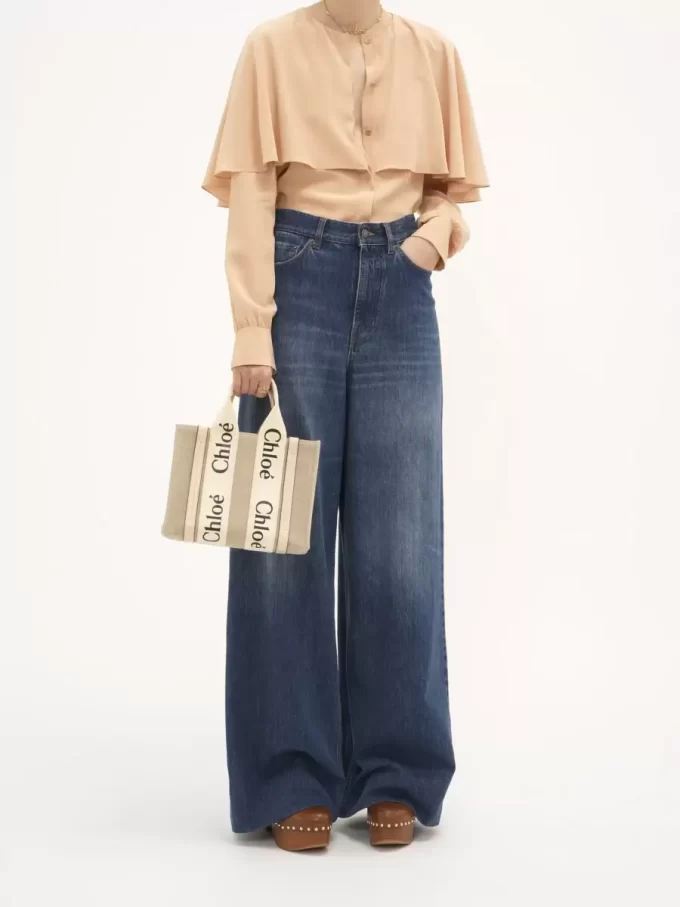 Small Woody tote bag in linen