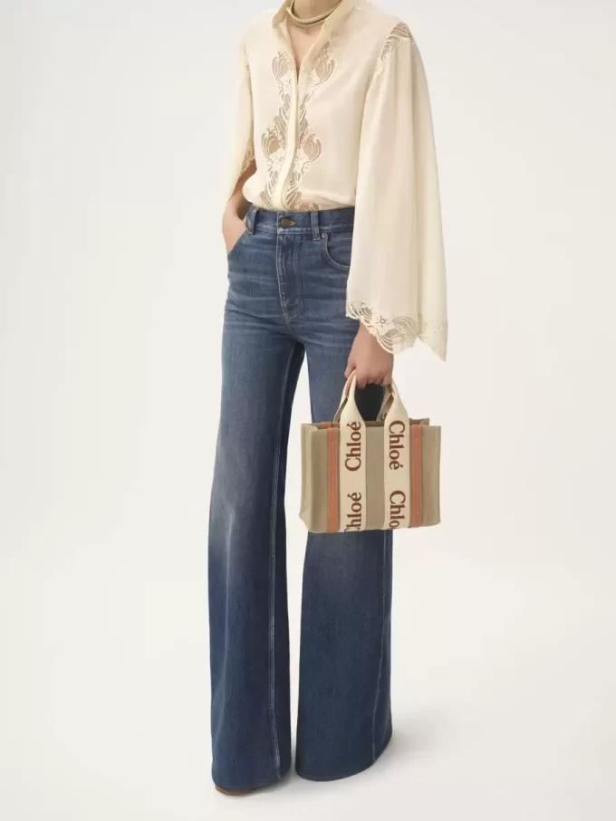 Small Woody tote bag in linen