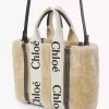 Small Woody tote bag in shearling