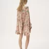 Square-neck ruffled mini dress in crêpe de chine