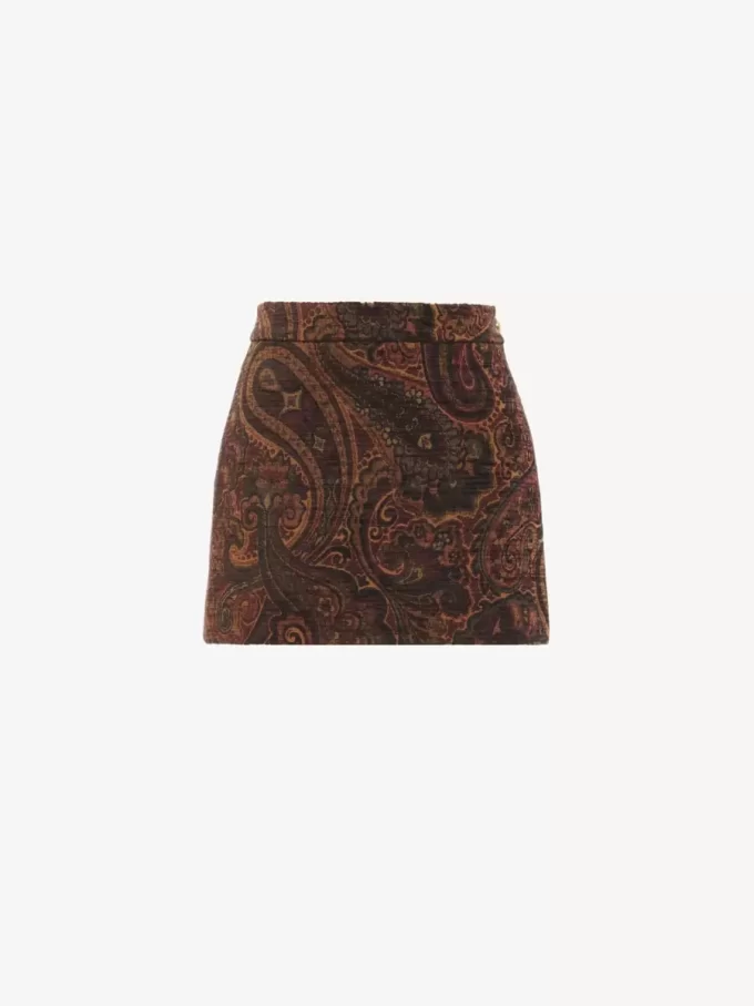Straight mini skirt in tapestry jacquard