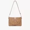 Summer Banana flat pouch with strap in raffia