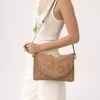 Summer Banana flat pouch with strap in raffia