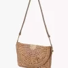 Summer Banana flat pouch with strap in raffia