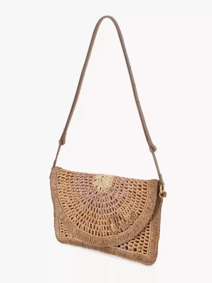 Summer Banana flat pouch with strap in raffia