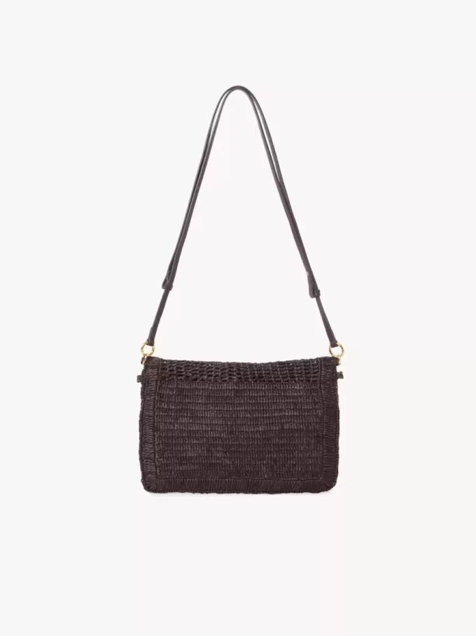 Summer Banana flat pouch with strap in raffia