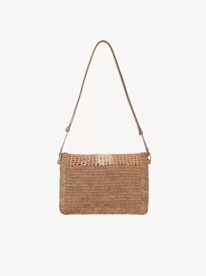 Summer Banana flat pouch with strap in raffia