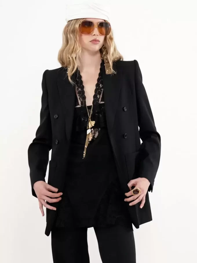 Tailored jacket in wool grain de poudre