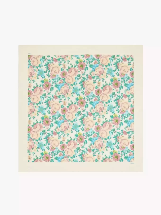The Chloé Peonies square scarf in silk twill