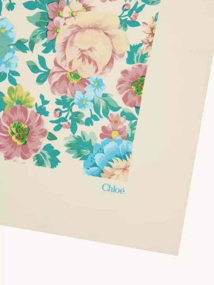 The Chloé Peonies square scarf in silk twill
