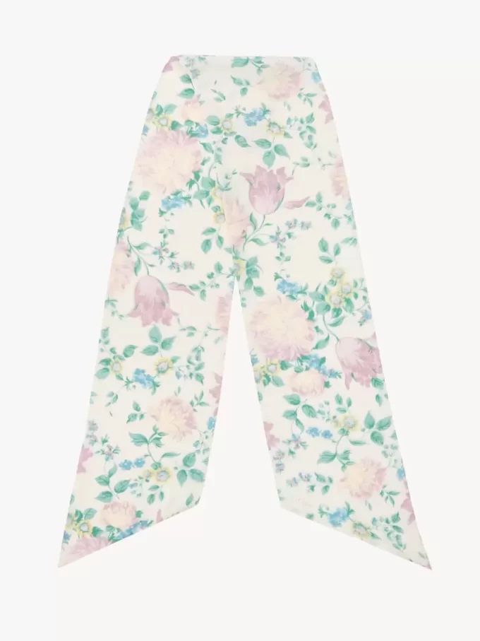 The Chloé Peonies wide bandeau scarf in silk charmeuse