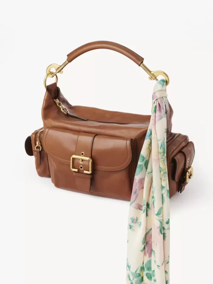 The Chloé Peonies wide bandeau scarf in silk charmeuse
