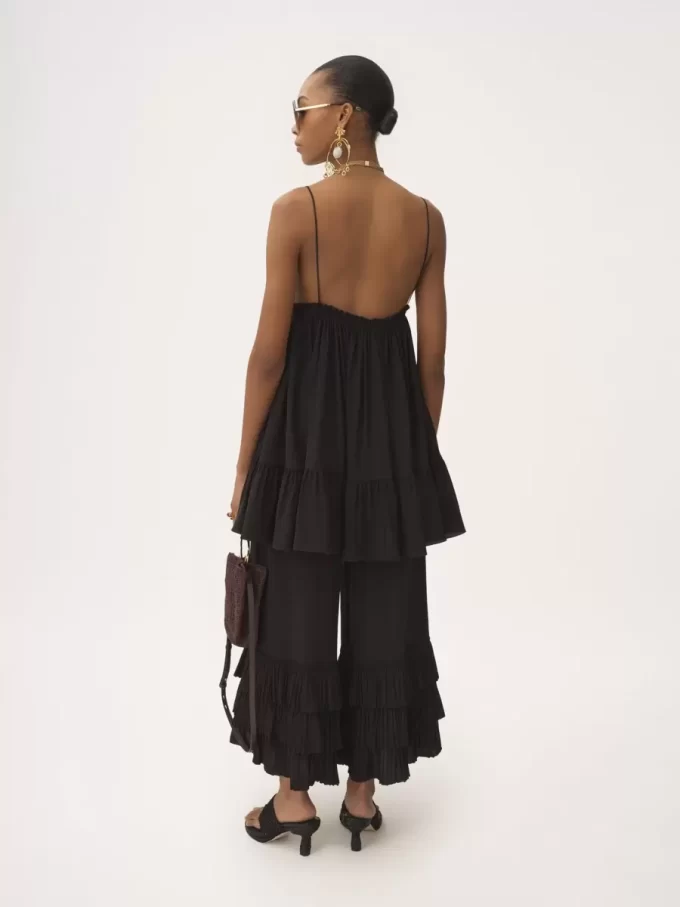 Thin-strap gathered mini dress in crêpe de chine