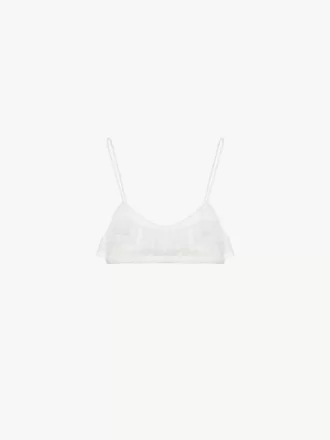 Thin-strap ruffled bralette in embroidered lace