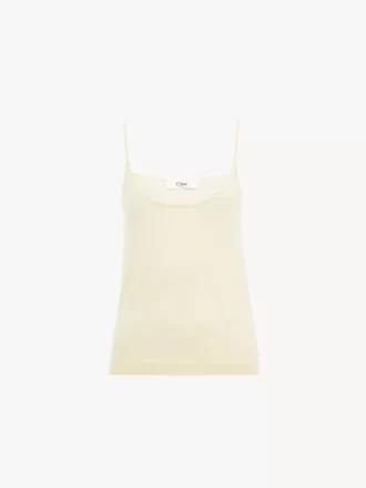 Thin-strap tank top in superfine wool knit