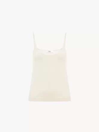 Thin-strap tank top in superfine wool knit