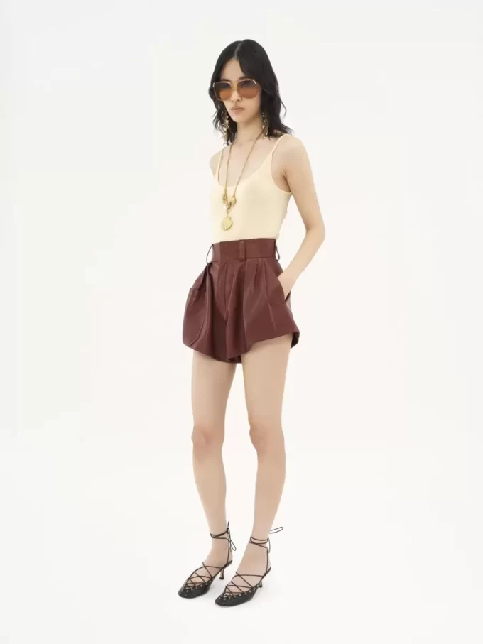 Thin-strap tank top in superfine wool knit