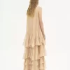 Tiered maxi dress in silk georgette