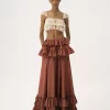 Tiered maxi skirt in washed silk taffeta