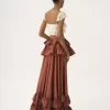 Tiered maxi skirt in washed silk taffeta