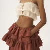 Tiered maxi skirt in washed silk taffeta