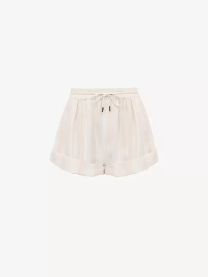 Turn-up drawstring shorts in cotton