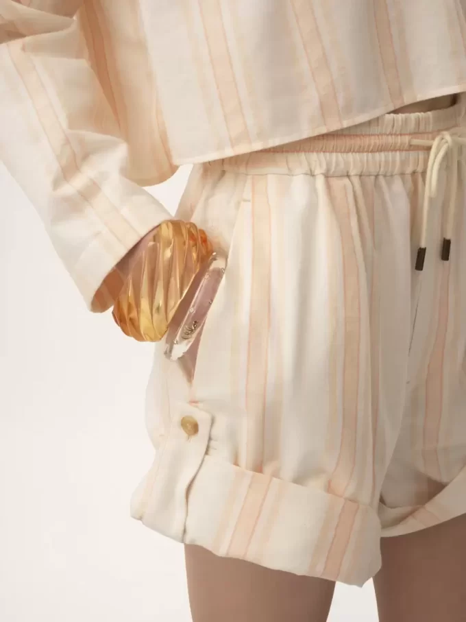 Turn-up drawstring shorts in cotton