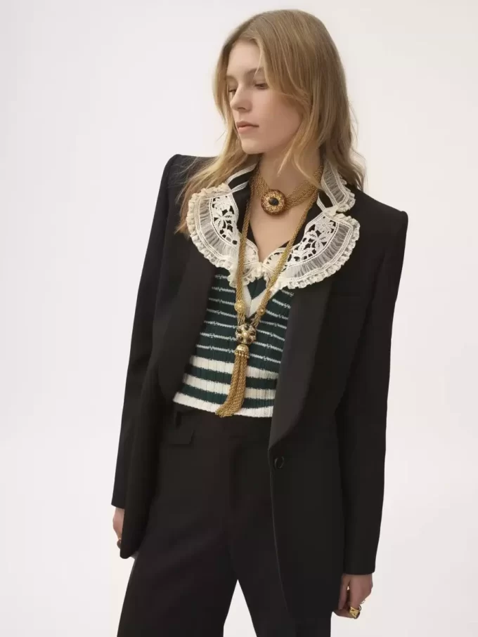 Tuxedo jacket in wool grain de poudre