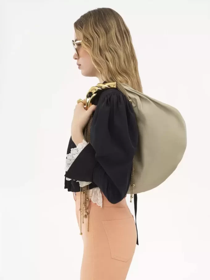 Twisted Shell hobo bag in shiny leather