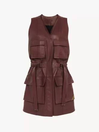 Utilitarian vest in leather