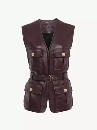 Utilitarian vest in leather