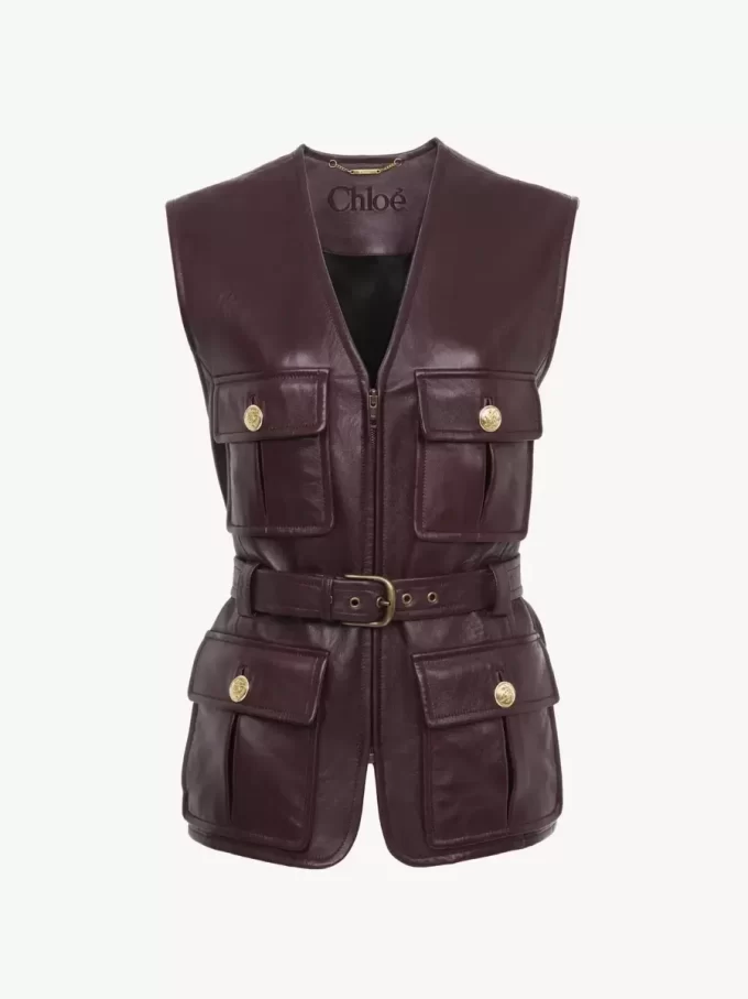 Utilitarian vest in leather