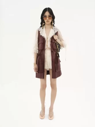 Utilitarian vest in leather